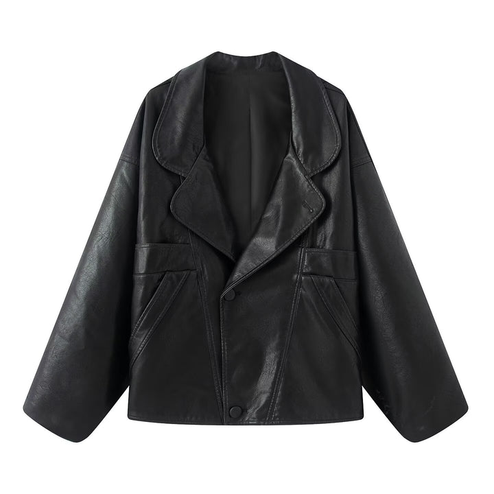 Damernas eleganta konstläderjacka med oversized passform Mirla-Eva Jonsson
