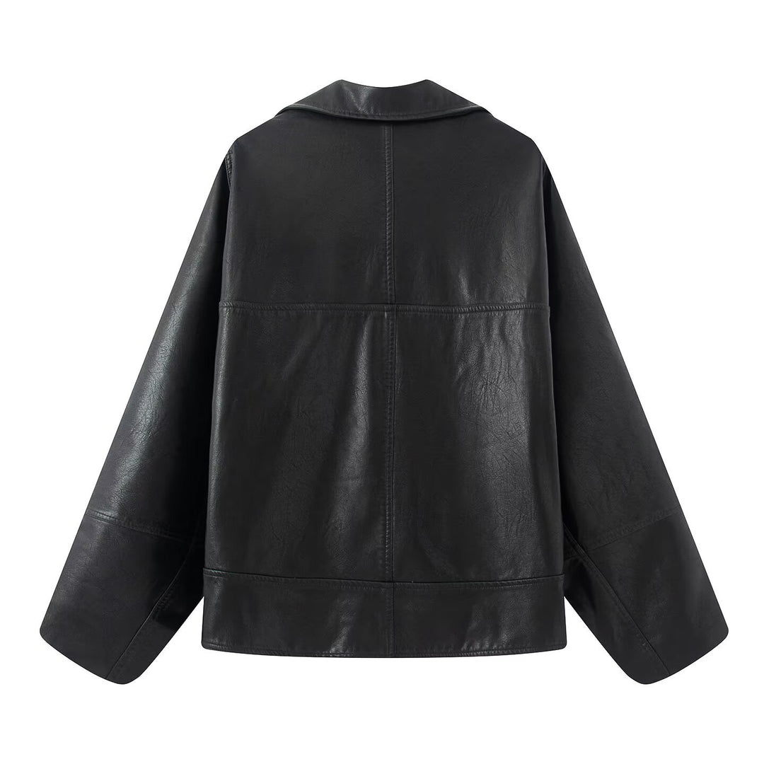 Damernas eleganta konstläderjacka med oversized passform Mirla-Eva Jonsson