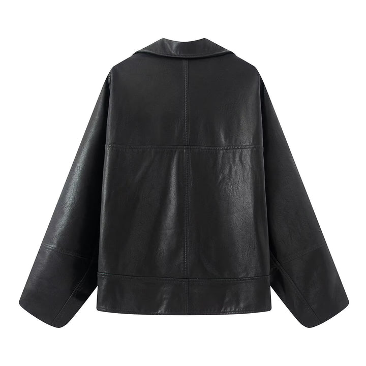 Damernas eleganta konstläderjacka med oversized passform Mirla-Eva Jonsson