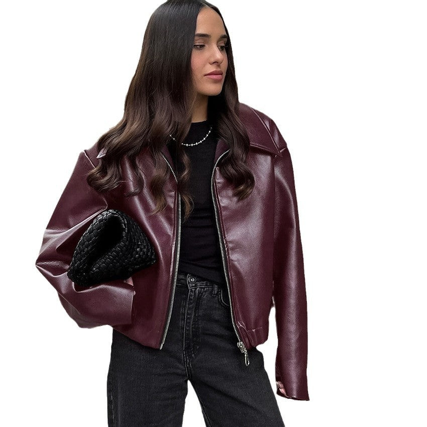 Damernas eleganta konstläderjacka med oversized skärning Mirla-Eva Jonsson