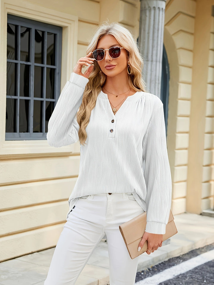 Damernas eleganta långärmad blus med strukturerad design Mirla-Eva Jonsson