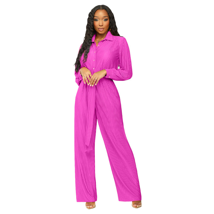 Damernas eleganta långärmad jumpsuit med figursydd midjedetalj Mirla-Eva Jonsson