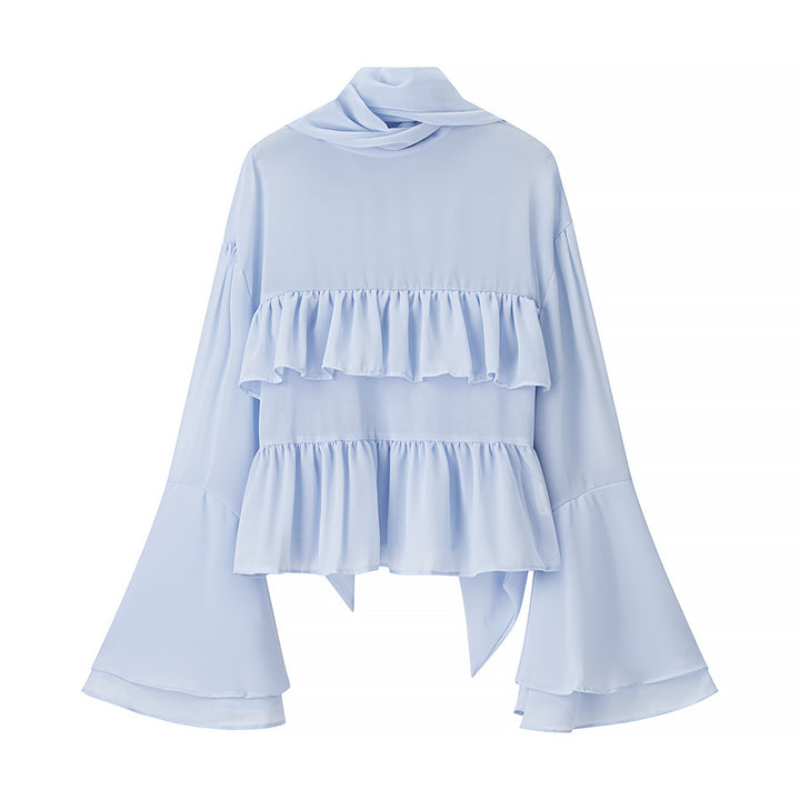 Damernas eleganta lätta blus med volangdetaljer Mirla-Eva Jonsson