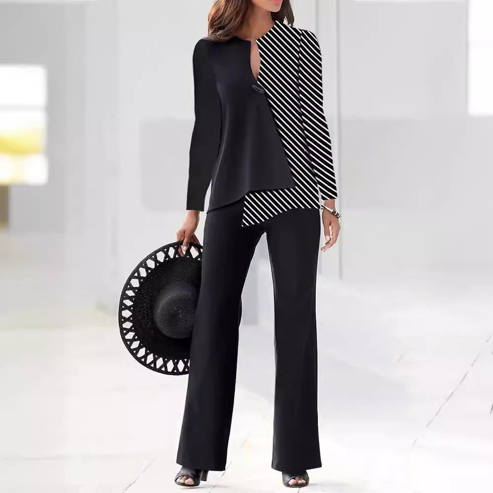 Damernas eleganta och moderna kostymset med asymmetrisk design Mirla-Eva Jonsson