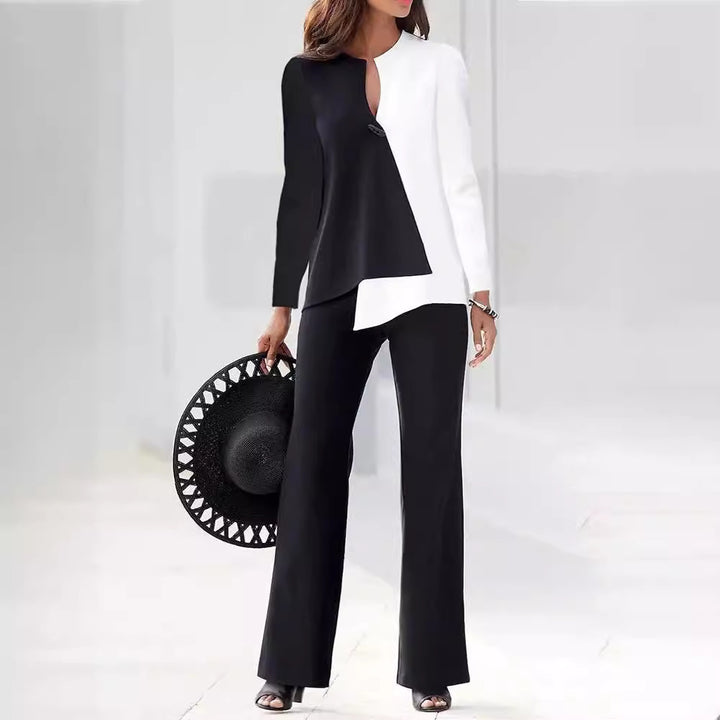 Damernas eleganta och moderna kostymset med asymmetrisk design Mirla-Eva Jonsson