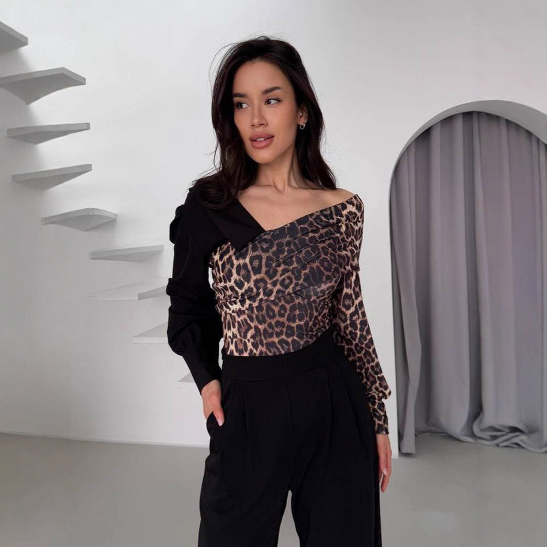 Damernas eleganta off-shoulder topp med djurmotiv Mirla-Eva Jonsson