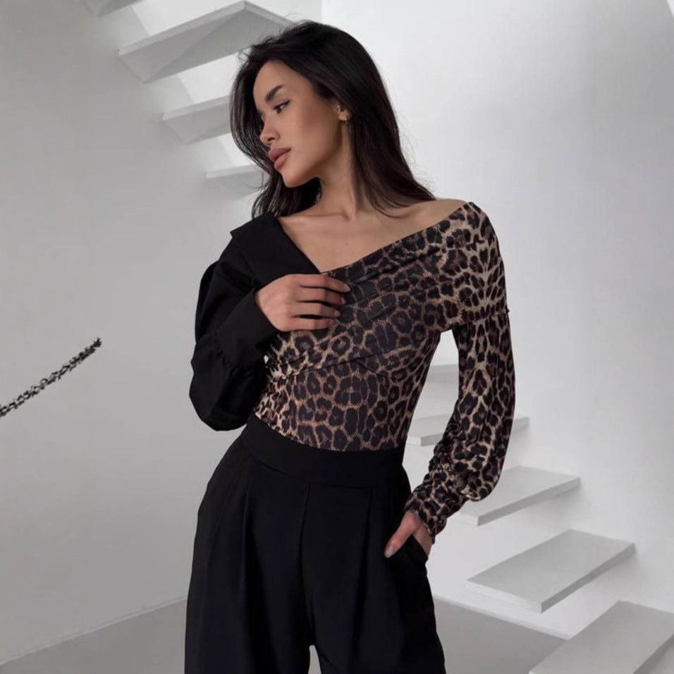 Damernas eleganta off-shoulder topp med djurmotiv Mirla-Eva Jonsson