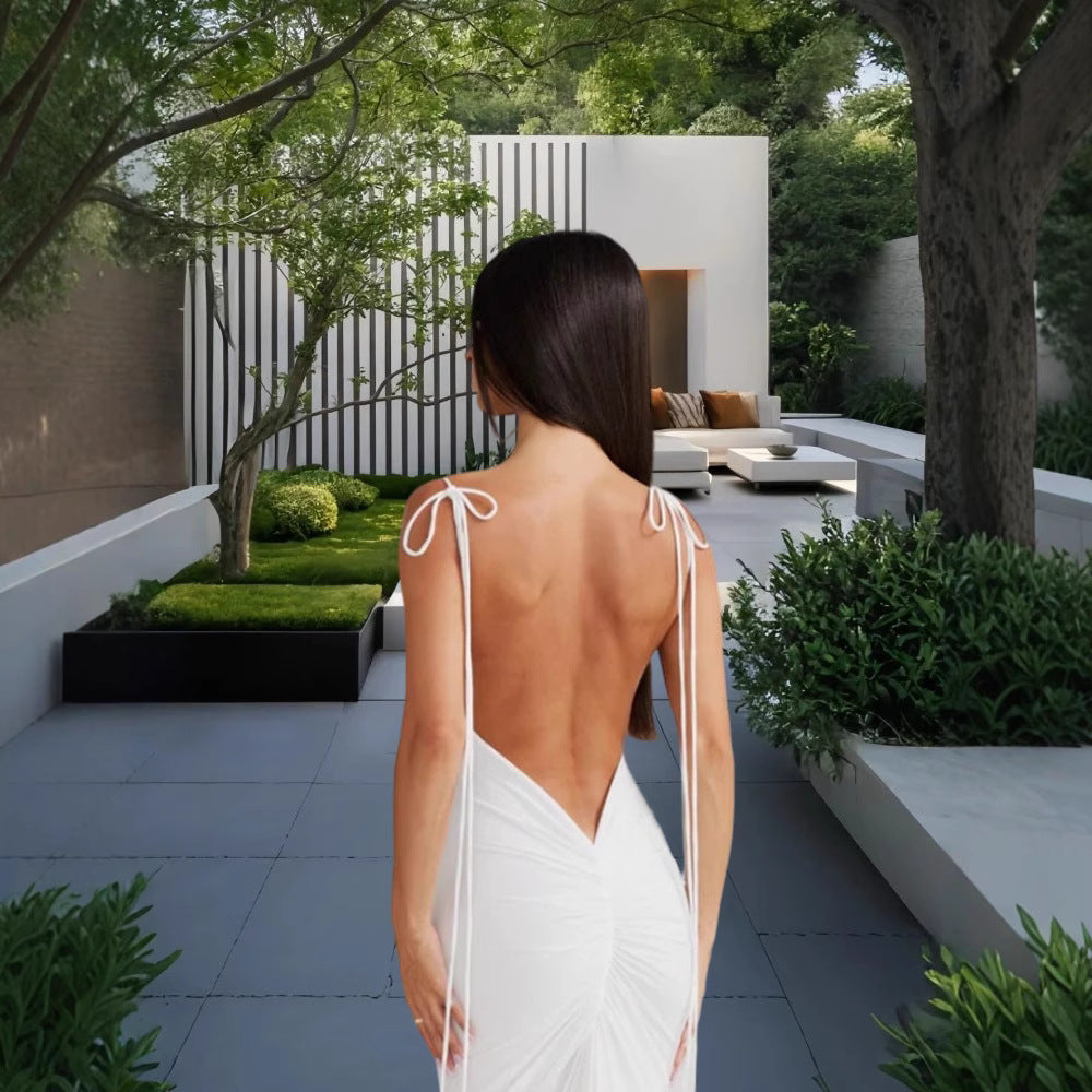Damernas eleganta omlottklänning med djup ryggöppning och zara bindband Eva Jonsson-Eva Jonsson