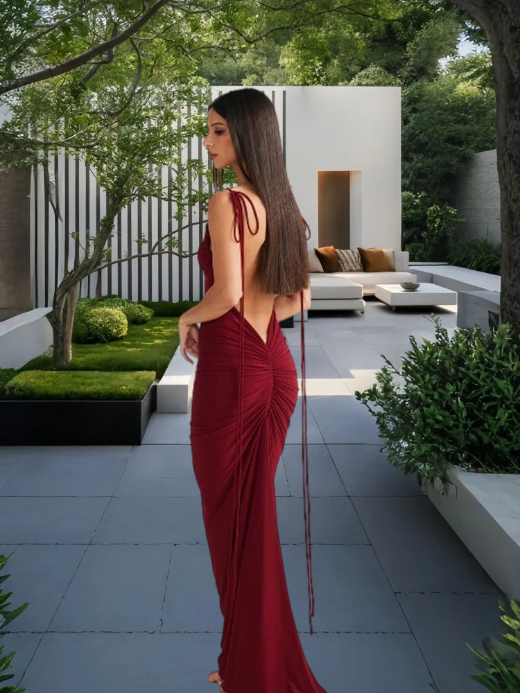 Damernas eleganta omlottklänning med djup ryggöppning och zara bindband Eva Jonsson-Eva Jonsson