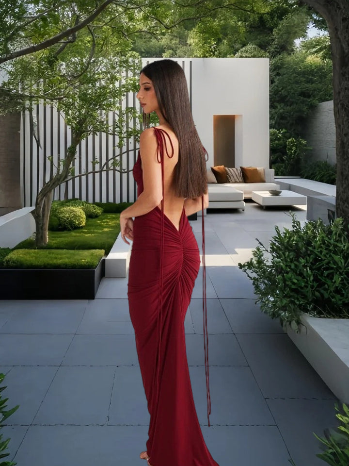 Damernas eleganta omlottklänning med djup ryggöppning och zara bindband Eva Jonsson-Eva Jonsson