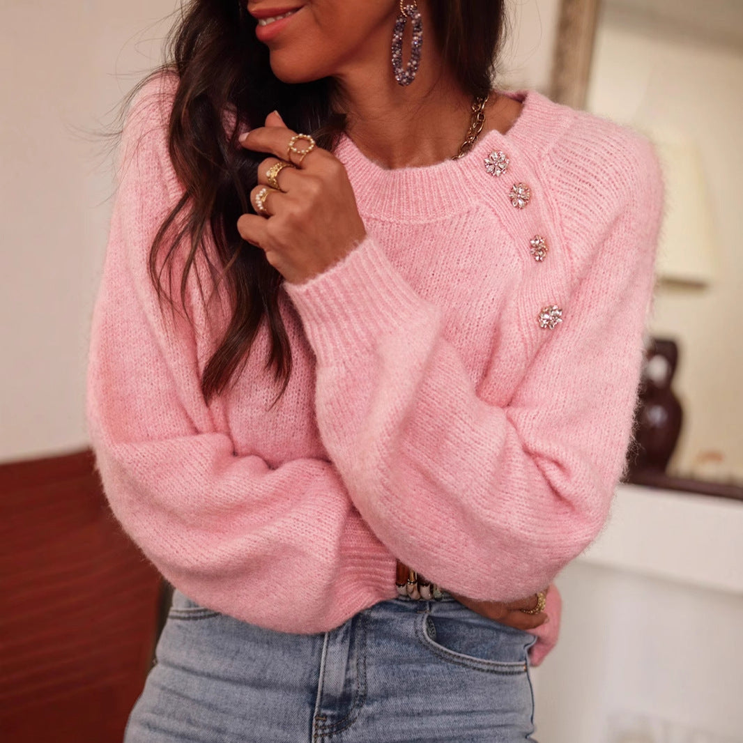 Damernas eleganta oversize tröja med strassdetaljer Eva Jonsson-Eva Jonsson