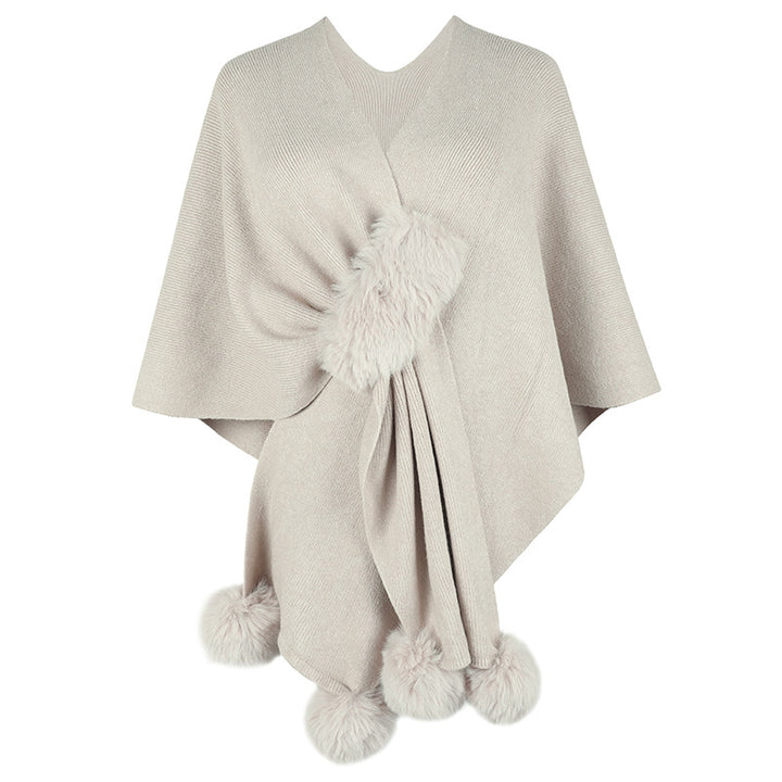 Damernas eleganta poncho med lyxigt konstpälsdetalj Mirla-Eva Jonsson