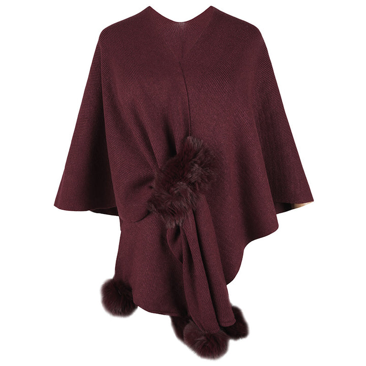 Damernas eleganta poncho med lyxigt konstpälsdetalj Mirla-Eva Jonsson
