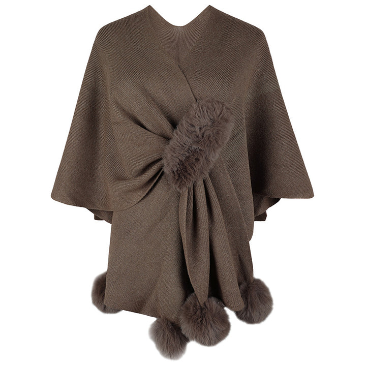 Damernas eleganta poncho med lyxigt konstpälsdetalj Mirla-Eva Jonsson