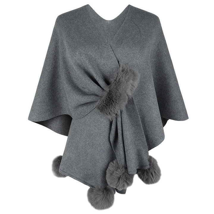 Damernas eleganta poncho med lyxigt konstpälsdetalj Mirla-Eva Jonsson