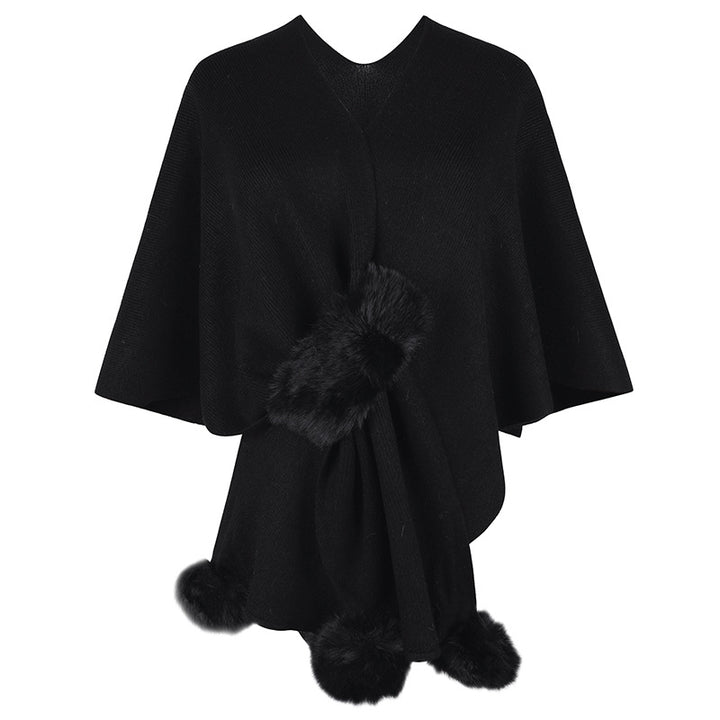 Damernas eleganta poncho med lyxigt konstpälsdetalj Mirla-Eva Jonsson