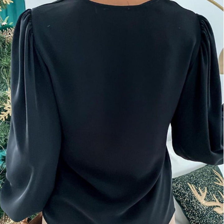 Damernas eleganta puffärmsblus med kedjedetalj Eva Jonsson-Eva Jonsson