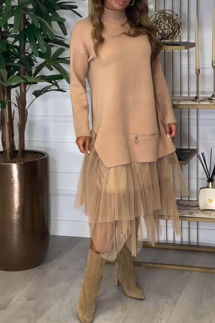 Damernas eleganta sweatkjol med tyllsöm och praktiska dragkedjefickor Mirla-Eva Jonsson