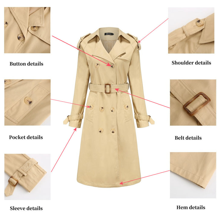 Damernas eleganta trenchcoat med justerbart bälte och lyxiga knapppdetaljer Mirla-Eva Jonsson