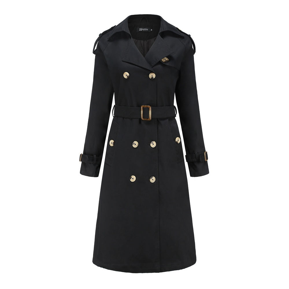 Damernas eleganta trenchcoat med justerbart bälte och lyxiga knapppdetaljer Mirla-Eva Jonsson