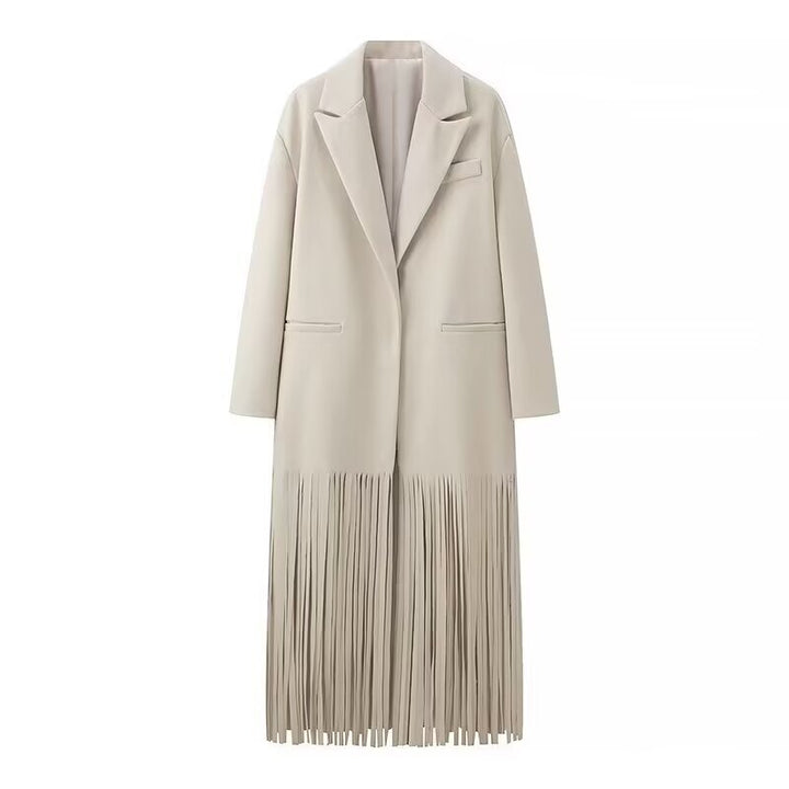 Damernas eleganta trenchcoat med svängande fransar Mirla-Eva Jonsson