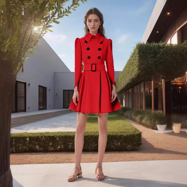 Damernas eleganta trenchcoat med utsvängd design och fransk krage Mirla-Eva Jonsson
