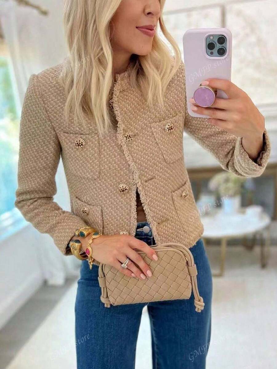 Damernas eleganta tweedjacka med strukturerade detaljer Mirla-Eva Jonsson