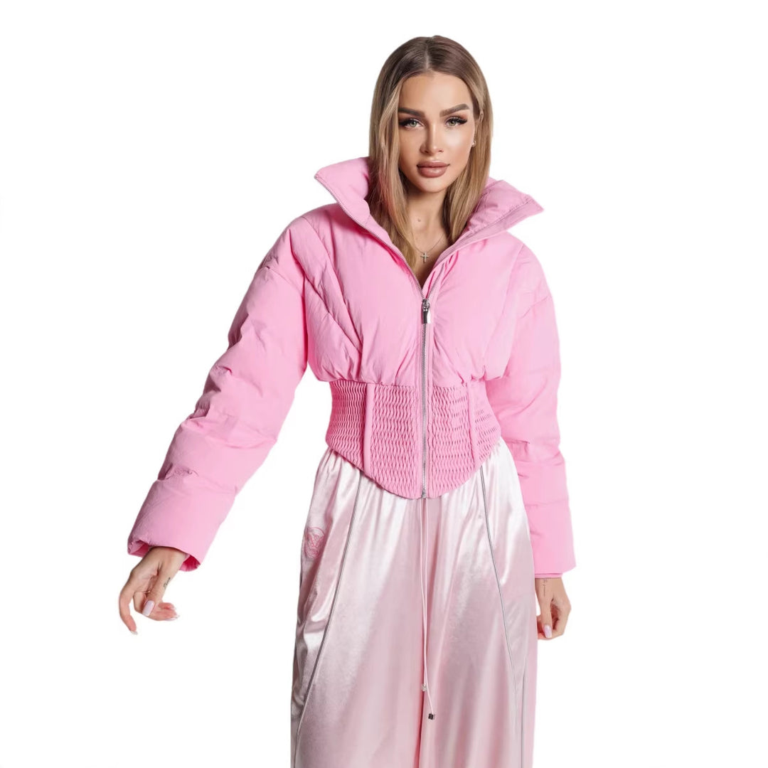 Damernas fashionabla vadderade jacka med elastisk midja och huva Mirla-Eva Jonsson