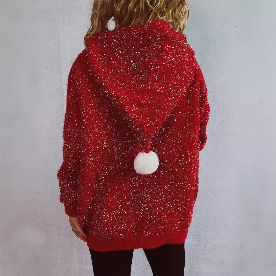Damernas festliga hoodie med julmotiv och 3D-applikationer Mirla-Eva Jonsson