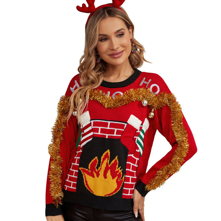 Damernas festliga julsweater med 3D-design Mirla-Eva Jonsson