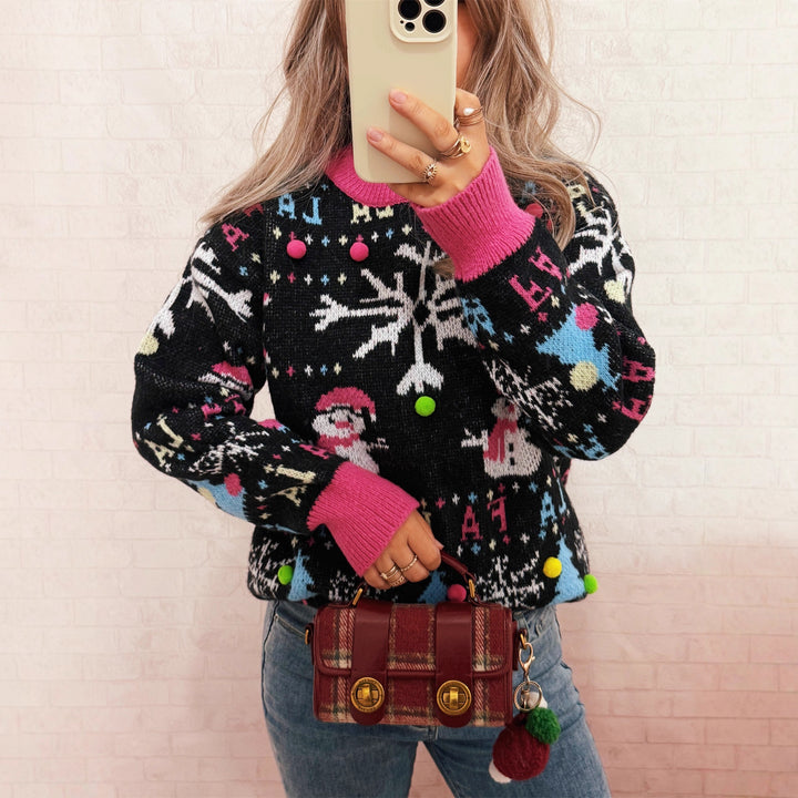 Damernas festliga tröja med färgglada julmotiv och lekfulla detaljer Eva Jonsson-Eva Jonsson