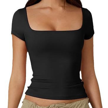 Damernas figurnära crop-top med fyrkantig u-ringning Mirla-Eva Jonsson