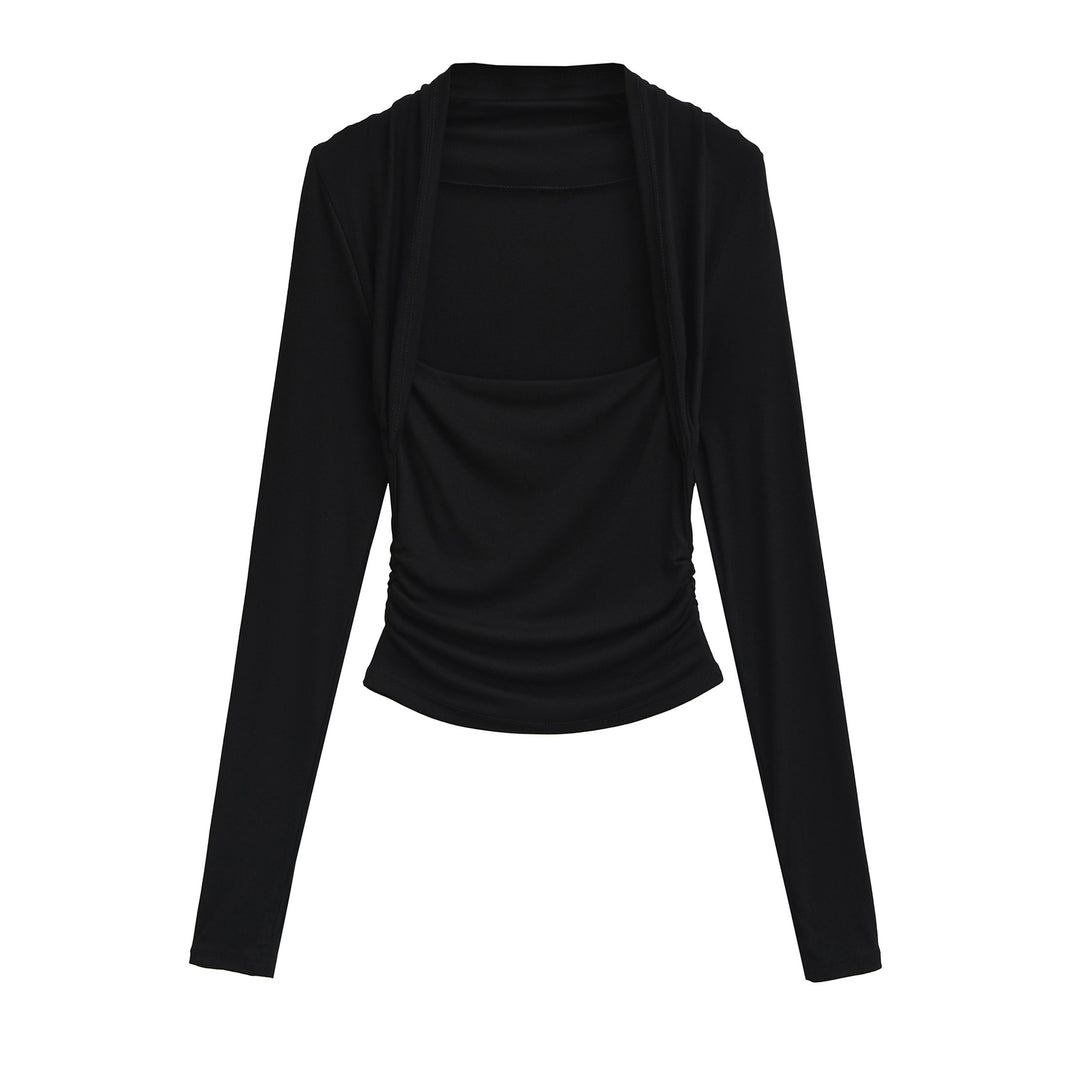 Damernas fitness-topp med moderna draperingsdesign Mirla-Eva Jonsson