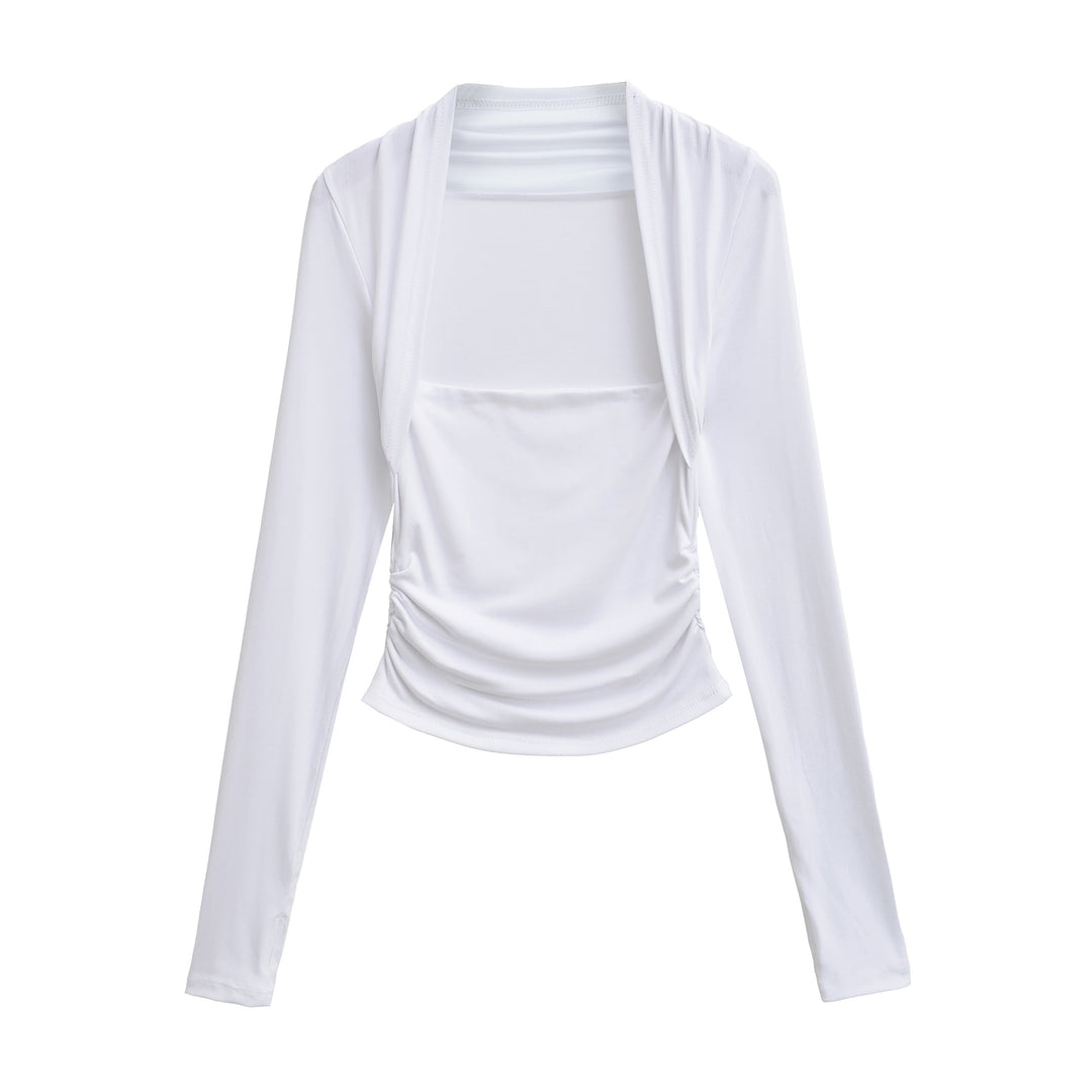 Damernas fitness-topp med moderna draperingsdesign Mirla-Eva Jonsson