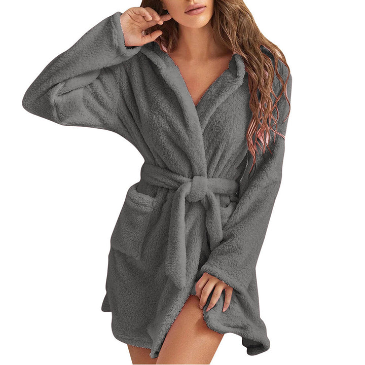 Damernas fleece badrock med huva och fickor Mirla-Eva Jonsson