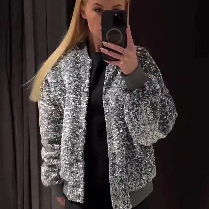 Damernas fleece bomberjacka med texturerat yttermaterial och lös passform Mirla-Eva Jonsson