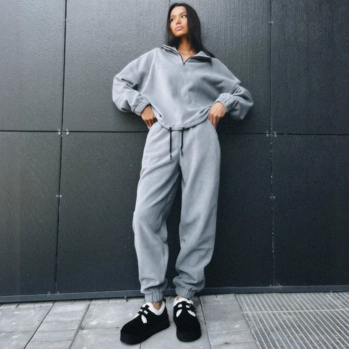 Damernas fleece fritidsdräkt med halv dragkedja Mirla-Eva Jonsson