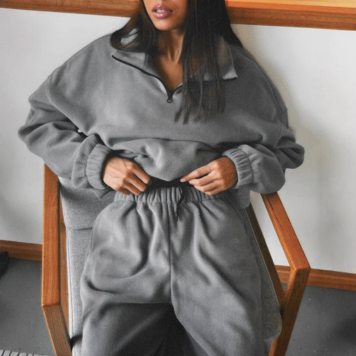Damernas fleece fritidsdräkt med halv dragkedja Mirla-Eva Jonsson