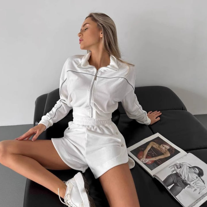 Damernas fleece-sportset med dragkedja och elastisk midja Eva Jonsson-Eva Jonsson