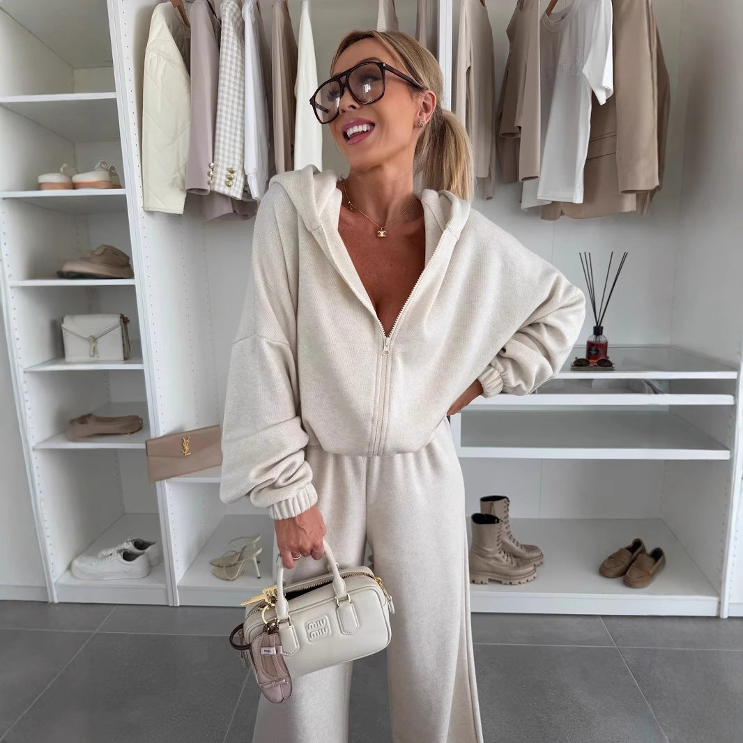 Damernas fleece-tracksuit med huva och dragkedja Mirla-Eva Jonsson