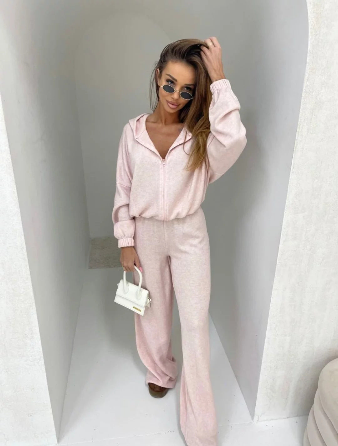 Damernas fleece-tracksuit med huva och dragkedja Mirla-Eva Jonsson