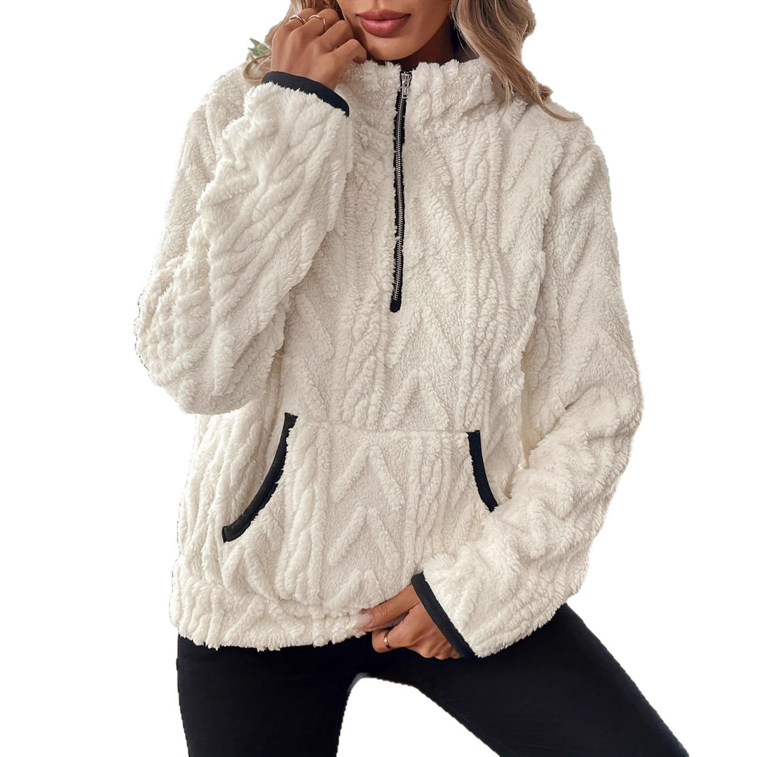 Damernas fleece-tröja med hög krage och praktiska fickor Mirla-Eva Jonsson