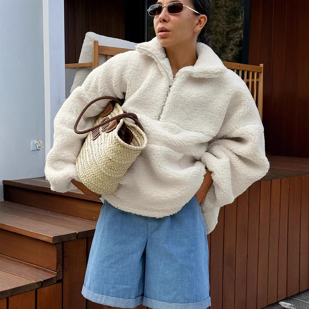 Damernas fleece-tröja med hög krage och sidofickor Eva Jonsson-Eva Jonsson