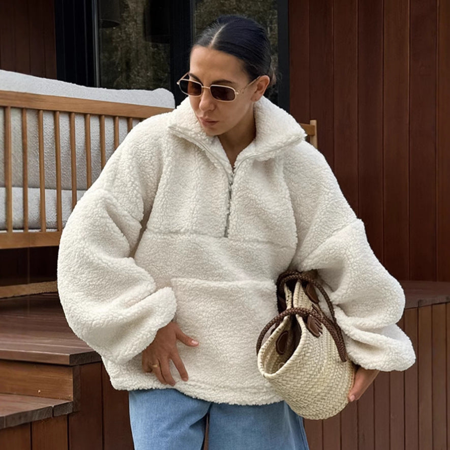 Damernas fleece-tröja med hög krage och sidofickor Eva Jonsson-Eva Jonsson