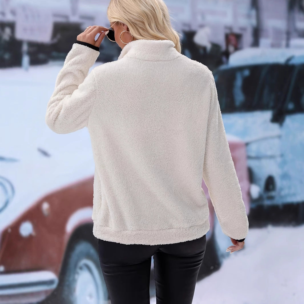 Damernas fleece-tröja med ståkrage och dragkedja Mirla-Eva Jonsson