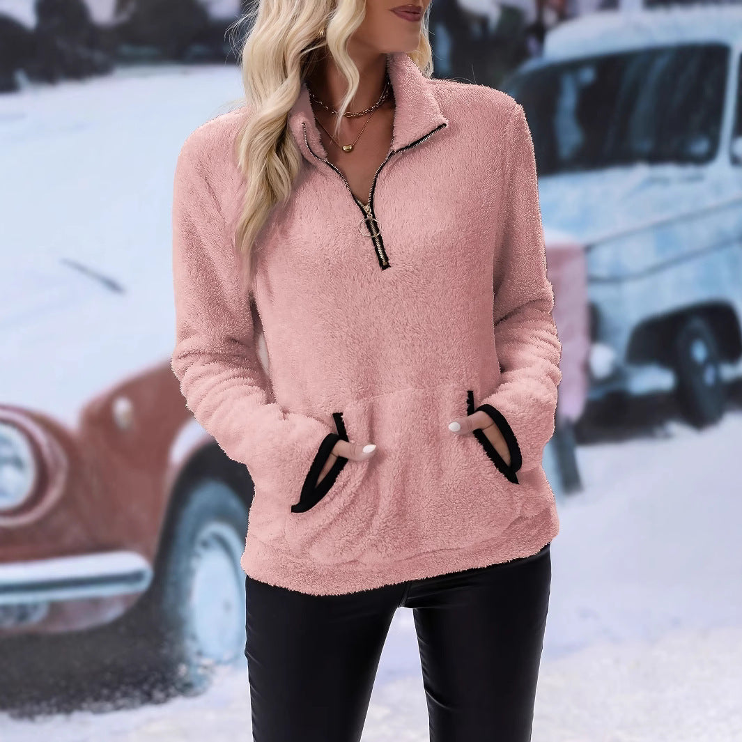 Damernas fleece-tröja med ståkrage och dragkedja Mirla-Eva Jonsson