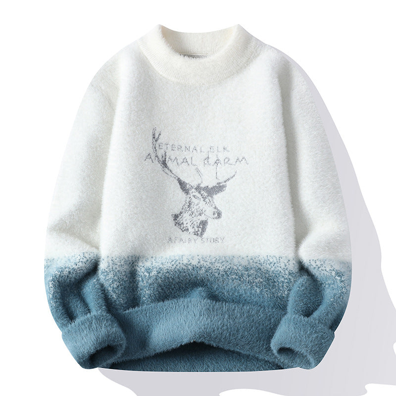 Damernas fluffiga vintertröja med kreativt motiv och hög krage Mirla-Eva Jonsson