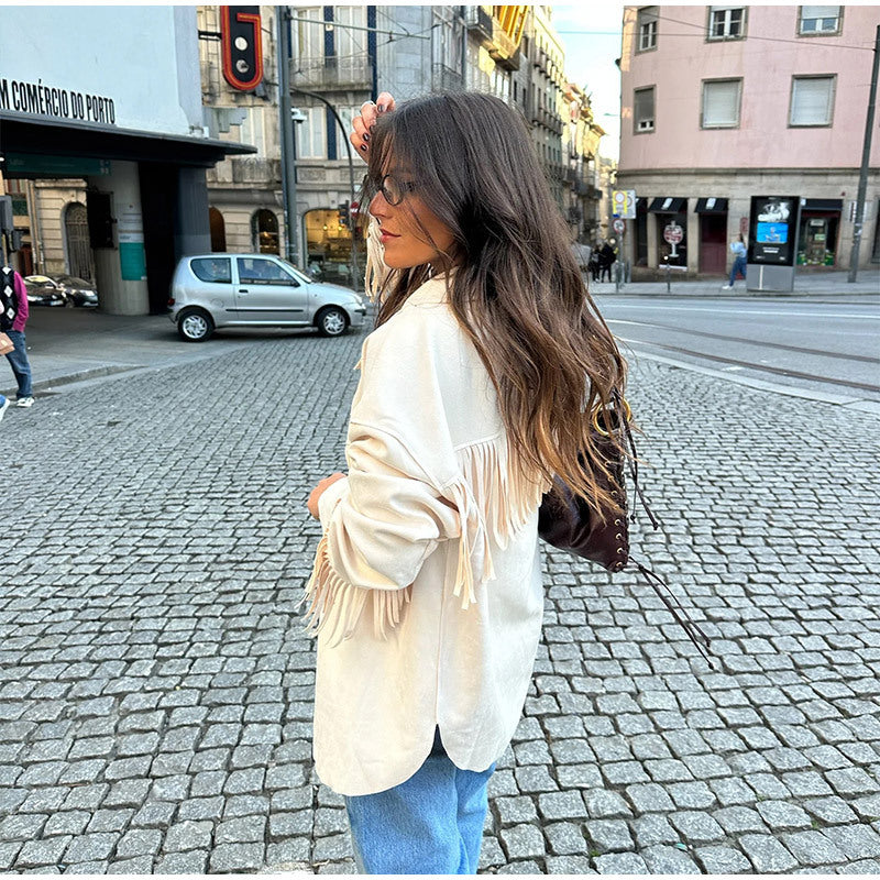 Damernas fransjacka i mjukt läderimitat Mirla-Eva Jonsson