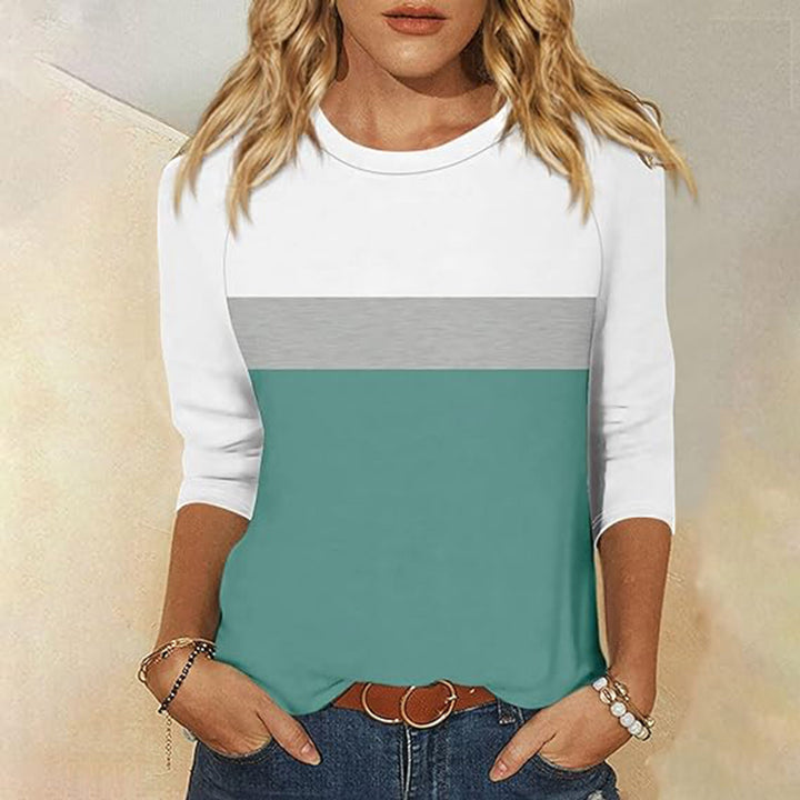 Damernas fritids-T-shirt med modernt färgblocksdesign Mirla-Eva Jonsson