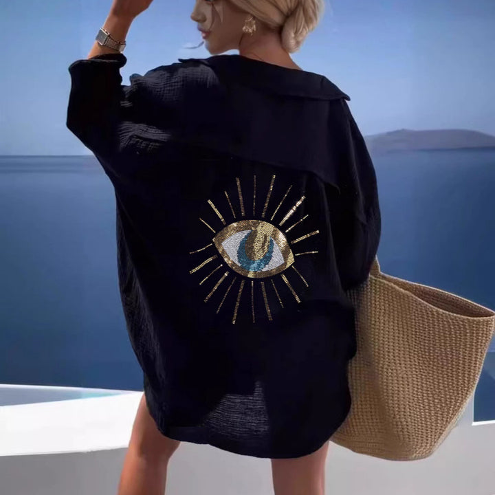 Damernas fritidskjorta med glittriga detaljer Mirla-Eva Jonsson